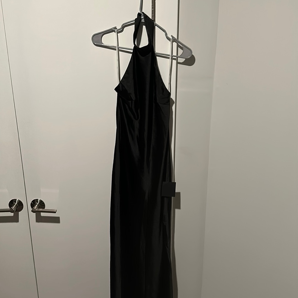 Lulu’s Satin Black Maxi Dress